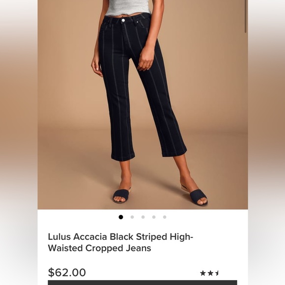 Lulus Accacia Black Striped High-Waisted Cropped Jeans - Picture 5 of 8